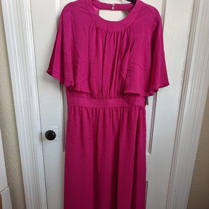 Fuschia Maggy London Karina Midi Dress - size 16